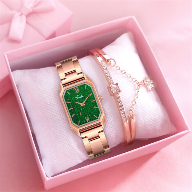 Modny zegarek Roma zielony dla kobiet - Tadi Relogio Feminino z kwarcowym mechanizmem w kolorze różowo-złotym - Wianko - 11
