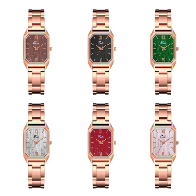Modny zegarek Roma zielony dla kobiet - Tadi Relogio Feminino z kwarcowym mechanizmem w kolorze różowo-złotym - Wianko - 3