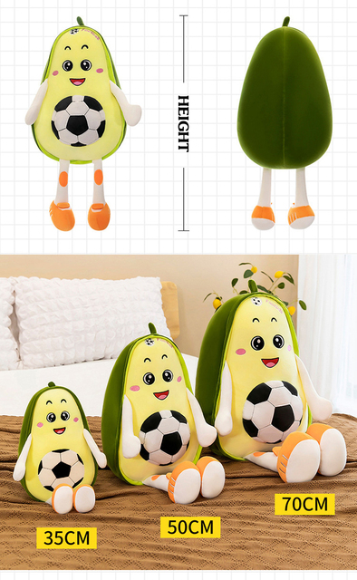 Zielona pluszowa piłka nożna w kształcie awokado - lalka poduszka dekoracyjna do domu, dodatek piłkarski - Wianko - 7