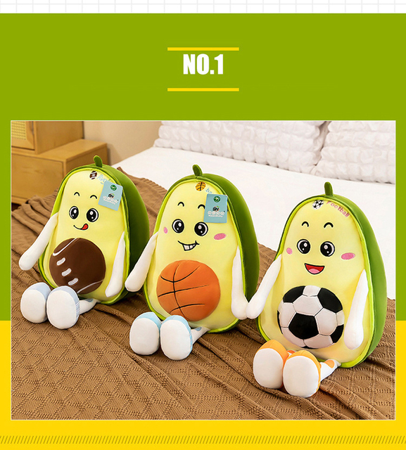 Zielona pluszowa piłka nożna w kształcie awokado - lalka poduszka dekoracyjna do domu, dodatek piłkarski - Wianko - 3