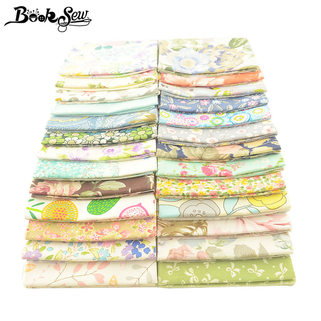 Kwiatowe Fat Quarters z bawełny 100% - 32x32 cm - tkanina do patchworku, szycia - DIY poduszki, kołdry - Wianko - 1