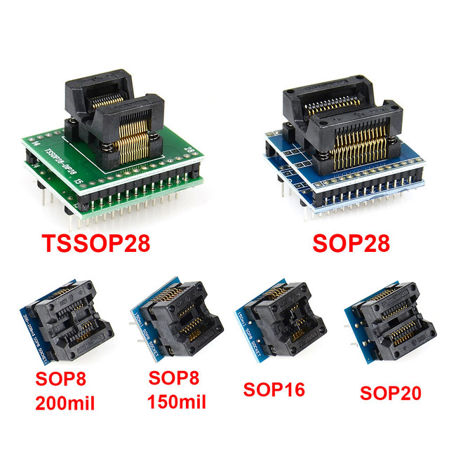 Adapter SOP28-DIP28 na SOP20/SOP16/SOP8 w komplecie 6 sztuk 150/200mil DIP8 TSSOP20/SSOP20/TSSOP8 do programowania kalkulatorów - Wianko - 1