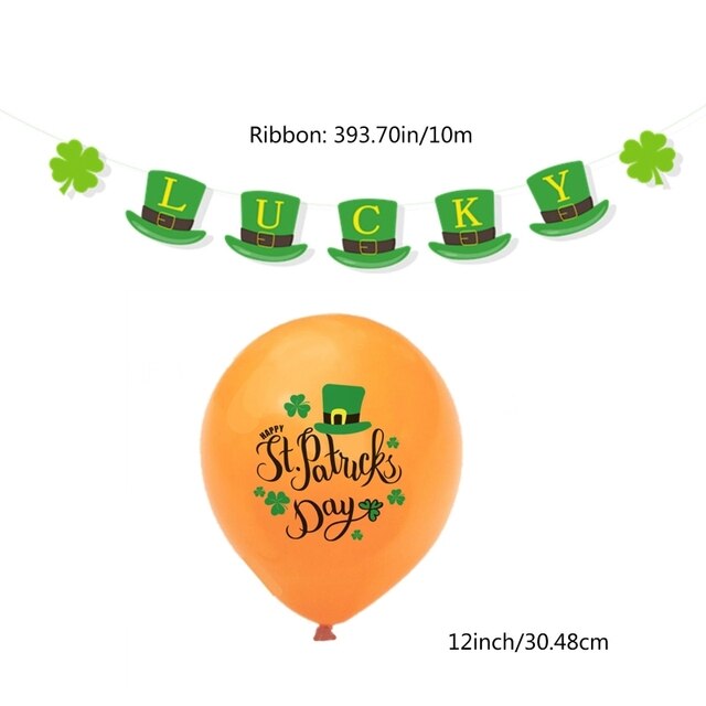 Zestaw dekoracji świątecznych Saint Patrick's – Banner Flag, balony, koniczyna, irlandzki Oktoberfest (H051) - Wianko - 4