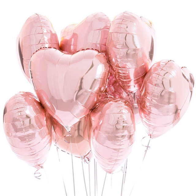 10 różowych balonów foliowych w kształcie serca, 18 cali, na hel lub powietrze, idealne na romantyczne urodziny, ślub, walentynki czy przyjęcie zaręczynowe - Wianko - 1