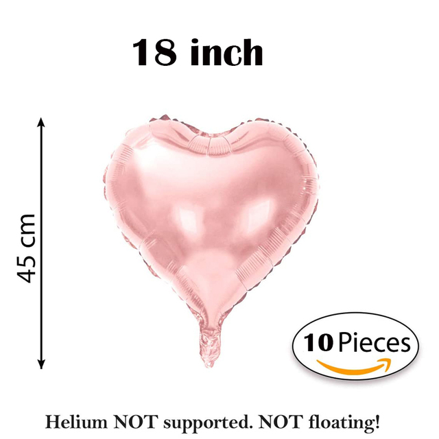 10 różowych balonów foliowych w kształcie serca, 18 cali, na hel lub powietrze, idealne na romantyczne urodziny, ślub, walentynki czy przyjęcie zaręczynowe - Wianko - 5