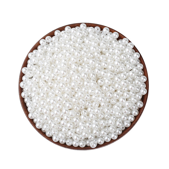 Koraliki perłowe białe/beżowe, okrągłe (10-500 sztuk, 3-20mm) do znakowania i dezynfekcji biżuterii - Wianko - 1