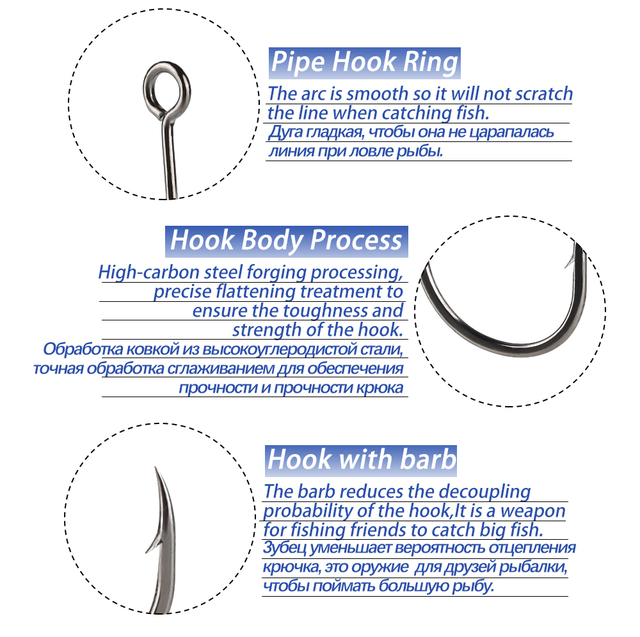 Haczyk wędkarski W.P.E - 3/5 paczek, różne rozmiary, stal wysokowęglowa - Wianko - 4