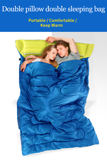 Śpiwór dla dwóch osób Naturehike z poduszkami - przenośna koperta na wiosnę i jesień - bawełniany śpiwór na zewnątrz - Wianko - 1