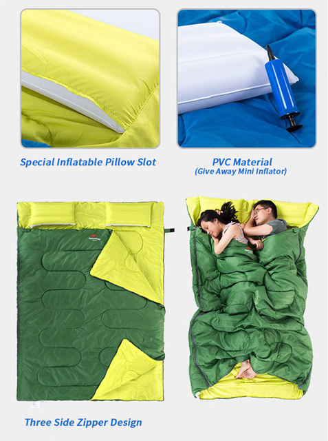 Śpiwór dla dwóch osób Naturehike z poduszkami - przenośna koperta na wiosnę i jesień - bawełniany śpiwór na zewnątrz - Wianko - 7