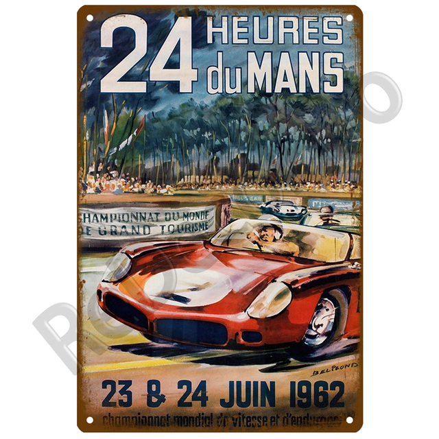 Retro dekoracyjna płyta z metalu 24 Lemans samochód - stylowa artystyczna wystrój ściany w stylu Vintage - Wianko - 19