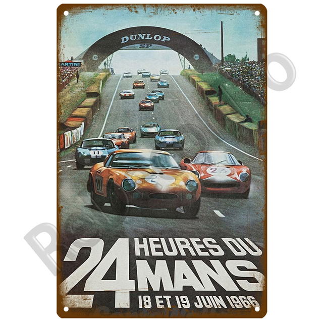 Retro dekoracyjna płyta z metalu 24 Lemans samochód - stylowa artystyczna wystrój ściany w stylu Vintage - Wianko - 8