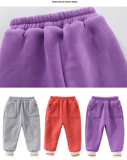 Dziecięce spodnie sportowe w cukierkowych kolorach, aksamitne i ciepłe Cargo dla chłopców szkolnych zimowe ubrania bawełniane dla dzieci - Wianko - 3