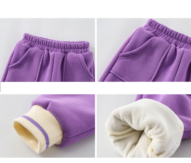 Dziecięce spodnie sportowe w cukierkowych kolorach, aksamitne i ciepłe Cargo dla chłopców szkolnych zimowe ubrania bawełniane dla dzieci - Wianko - 4