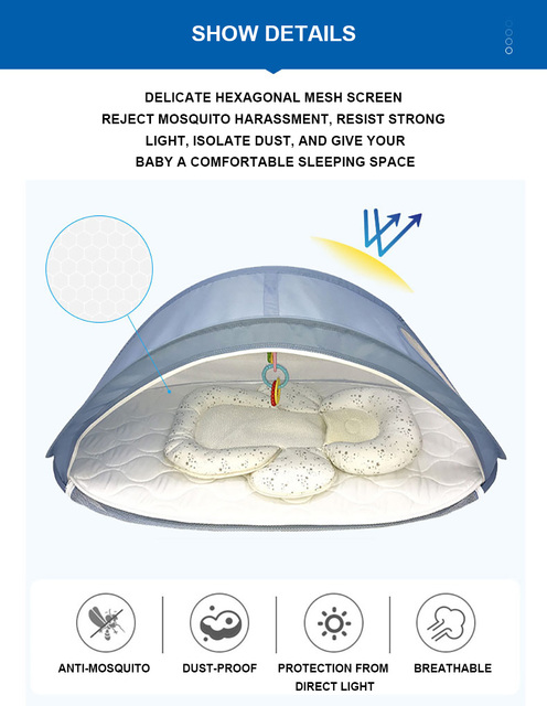 Przenośne łóżeczko dziecięce IMBABY Baby Nest z moskitierą, wykonane z oddychającej bawełny - prezenty świąteczne 0-6m - Wianko - 5
