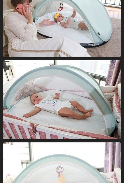 Przenośne łóżeczko dziecięce IMBABY Baby Nest z moskitierą, wykonane z oddychającej bawełny - prezenty świąteczne 0-6m - Wianko - 16