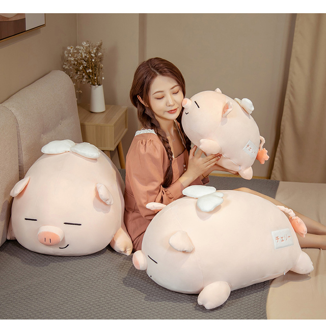 Puszysta pluszowa poduszka w kształcie różowego anioła świnki dla dzieci - zabawka towarzysząca do snu, idealna dla dziewczynek - Wianko - 7