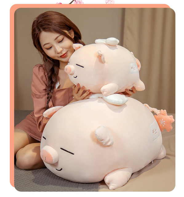 Puszysta pluszowa poduszka w kształcie różowego anioła świnki dla dzieci - zabawka towarzysząca do snu, idealna dla dziewczynek - Wianko - 8