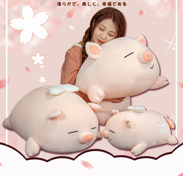 Puszysta pluszowa poduszka w kształcie różowego anioła świnki dla dzieci - zabawka towarzysząca do snu, idealna dla dziewczynek - Wianko - 2