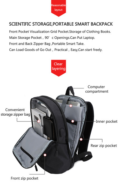 Plecak męski TINYAT USB 15.6 cali OTWARTY biznes podróżny Mochila - Wianko - 8