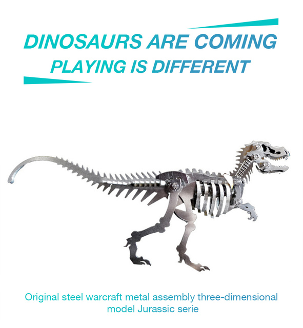 Dinozaur Puzzle 3D Metalowy model Tyranozaura DIY z odpinaną stalową konstrukcją - Wianko - 1