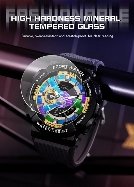 Męski zegarek cyfrowy BASID G Style, wodoodporny, luksusowa marka, modny elektroniczny zegar dla mężczyzn - Wianko - 3