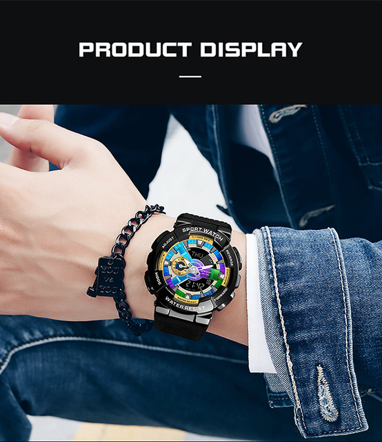 Męski zegarek cyfrowy BASID G Style, wodoodporny, luksusowa marka, modny elektroniczny zegar dla mężczyzn - Wianko - 18