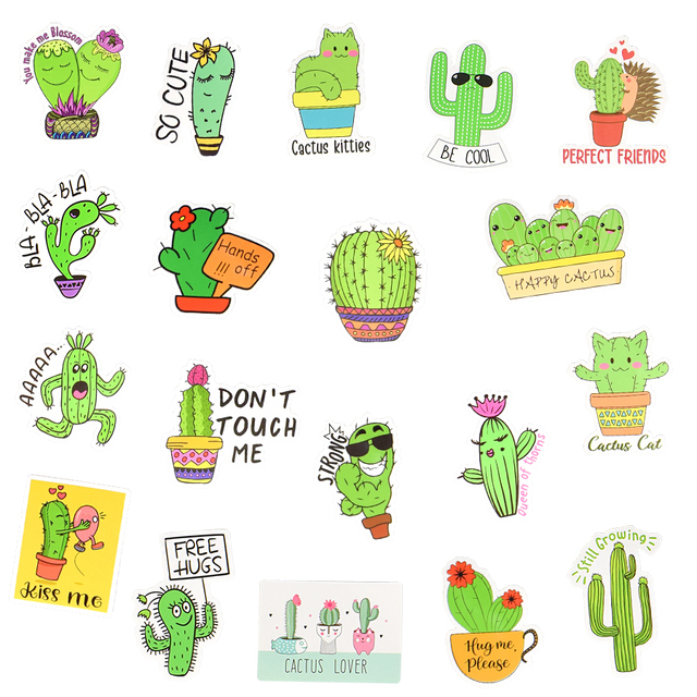 50 sztuk Cactus - śliczne naklejki dla dzieci - Graffiti wodoodporna naklejka na laptopa, deskorolkę, gitarę, rower i samochód - DIY pack - Wianko - 3