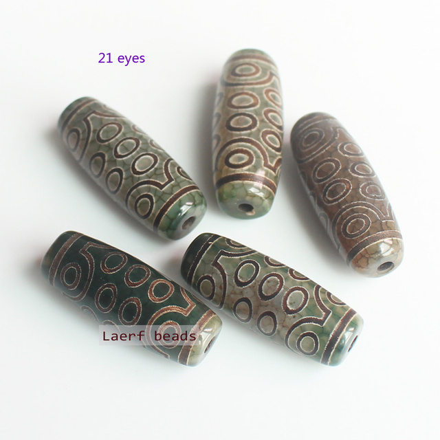 Koraliki Tybet Dzi agaty, 10x30mm, wiele wzorów, 1 sztuka, do tworzenia biżuterii DIY - Wianko - 14