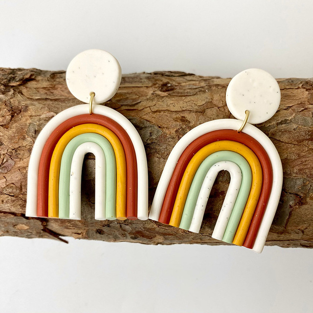 Wiosenno-jesienna kolekcja OSHUER 2021: ceramiczne kolczyki wiszące w gradientowych kolorach tęczowych cukierków dla kobiet - Wianko - 6