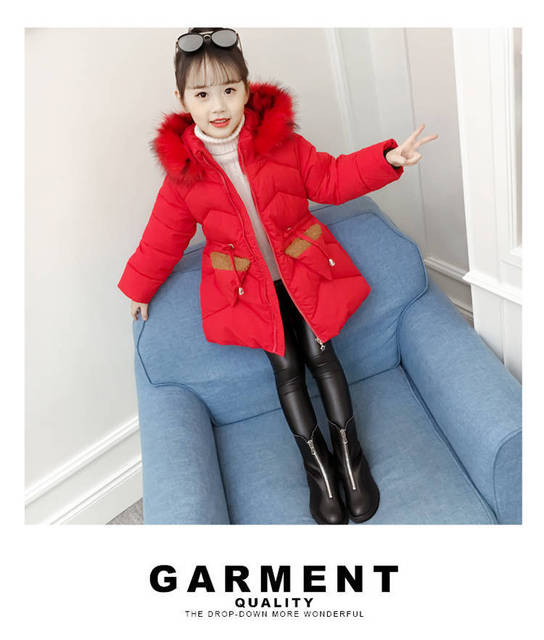 Długi zimowy płaszcz dziewczęcy z kapturem i suwakiem - styl koreański, wykonany z grubej bawełny - idealny strój na Boże Narodzenie - Wianko - 12