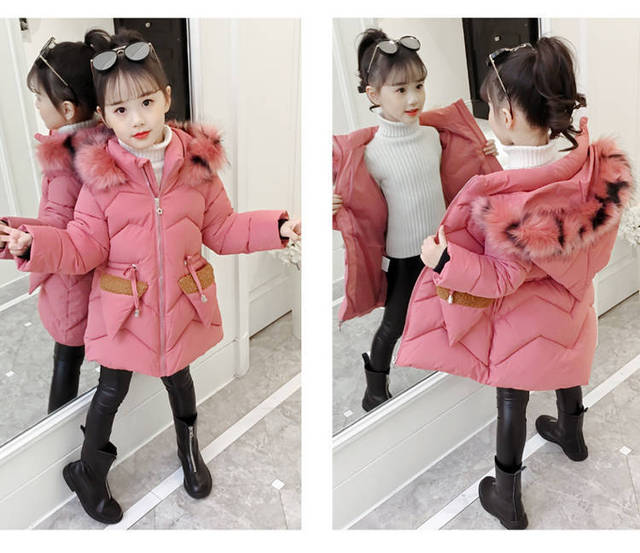 Długi zimowy płaszcz dziewczęcy z kapturem i suwakiem - styl koreański, wykonany z grubej bawełny - idealny strój na Boże Narodzenie - Wianko - 11