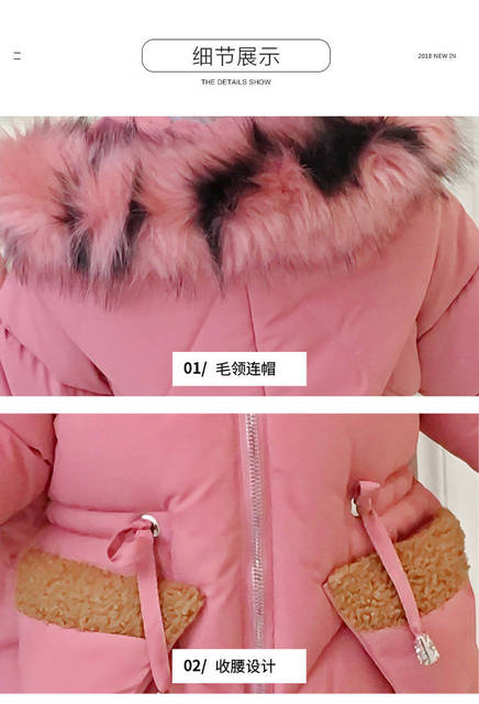 Długi zimowy płaszcz dziewczęcy z kapturem i suwakiem - styl koreański, wykonany z grubej bawełny - idealny strój na Boże Narodzenie - Wianko - 17