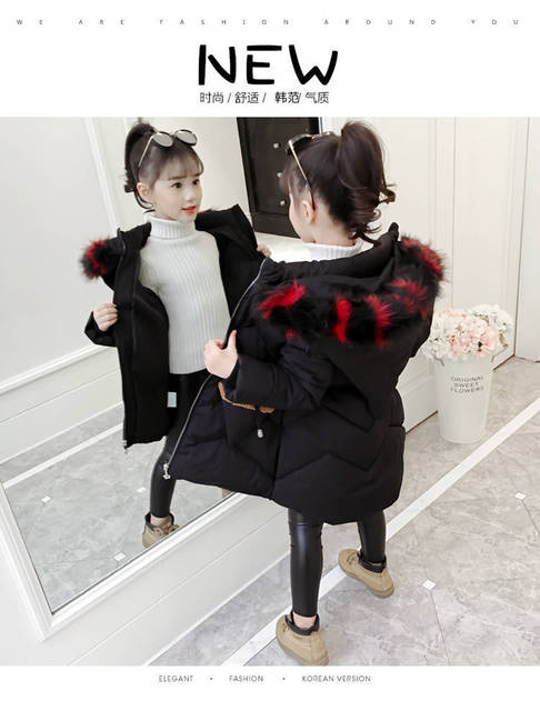 Długi zimowy płaszcz dziewczęcy z kapturem i suwakiem - styl koreański, wykonany z grubej bawełny - idealny strój na Boże Narodzenie - Wianko - 4
