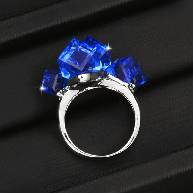 Luksusowy pierścionek obrączka niebieski kryształ Sinerery multikolor Fashion Party - Wianko - 10