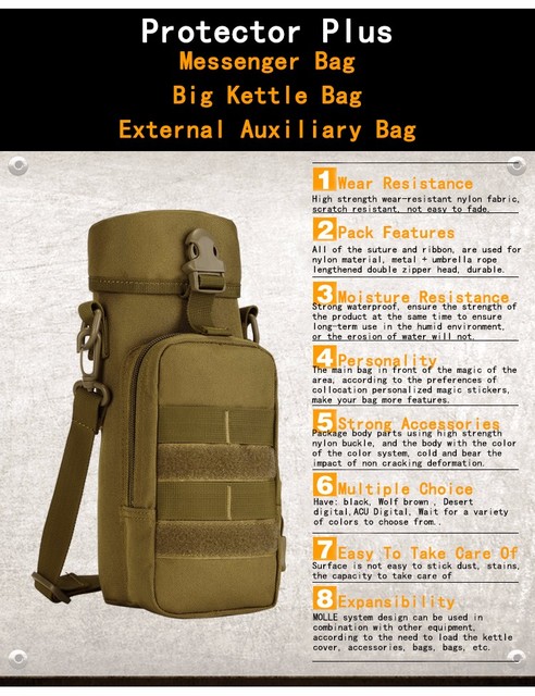 Wielofunkcyjny wojskowy plecak Kettle z kategorii torby z długim paskiem - wysokiej jakości Nylon, wodoodporny, zapinany po bokach, kamuflaż Crossbody dla kobiet - 2021 - Wianko - 1