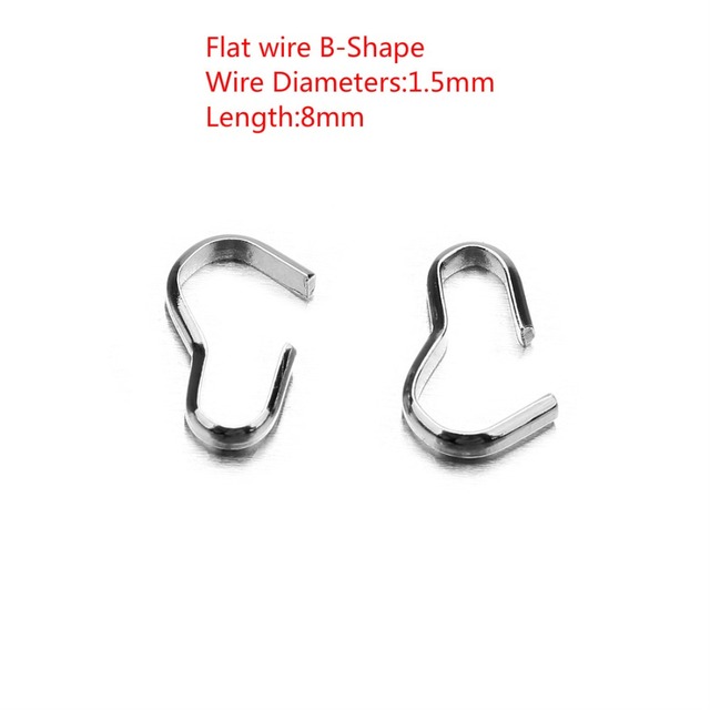 Pętle Jump bransoletka/pierścionek/naszyjnik Making ze stali nierdzewnej - 100 sztuk, b-kształt klamrami Charms - biżuteria DIY - Wianko - 5