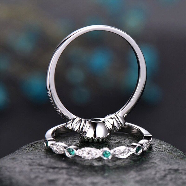 Pierścień z zielonym kamieniem jadeitu, srebro 925 - Wianko - 4