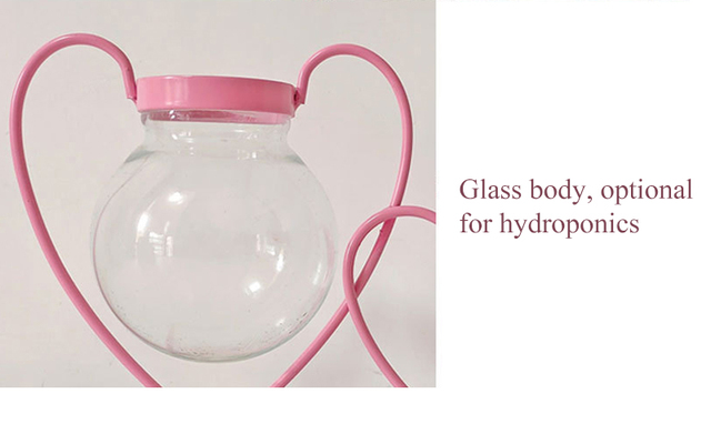 Doniczka ze szklanym pojemnikiem o kształcie serca, wykonana z różowego retro kutego żelaza, idealna do sadzenia sukulentów i roślin hydroponicznych - Wianko - 12