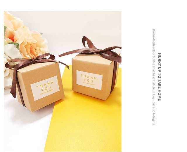 Kreatywne białe małe kwadratowe pudełka DIY na cukierki ślubne z wstążką i podziękowaniami - Wianko - 7