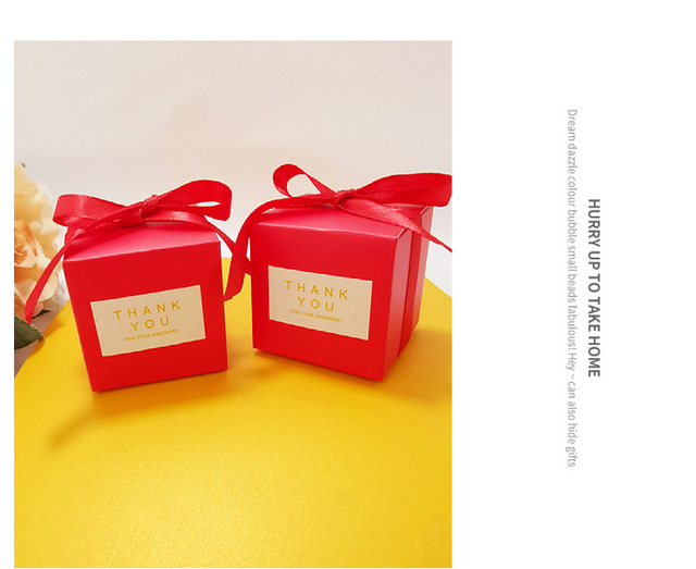 Kreatywne białe małe kwadratowe pudełka DIY na cukierki ślubne z wstążką i podziękowaniami - Wianko - 8