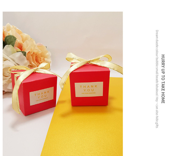 Kreatywne białe małe kwadratowe pudełka DIY na cukierki ślubne z wstążką i podziękowaniami - Wianko - 6