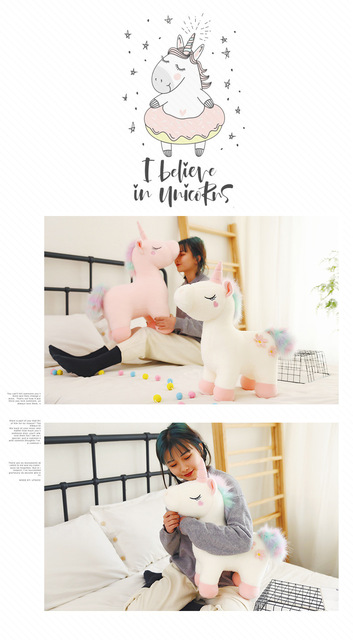 Duży pluszowy jednorożec Kawaii dla dzieci, 30-50 cm, wypchany, miękka lalka, dekoracja wnętrz, poduszka, prezent - Wianko - 13