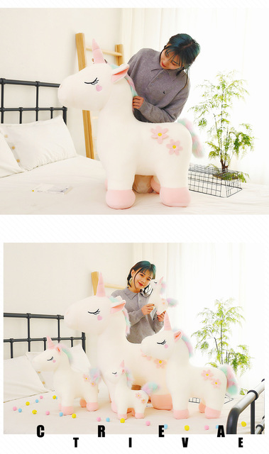Duży pluszowy jednorożec Kawaii dla dzieci, 30-50 cm, wypchany, miękka lalka, dekoracja wnętrz, poduszka, prezent - Wianko - 11