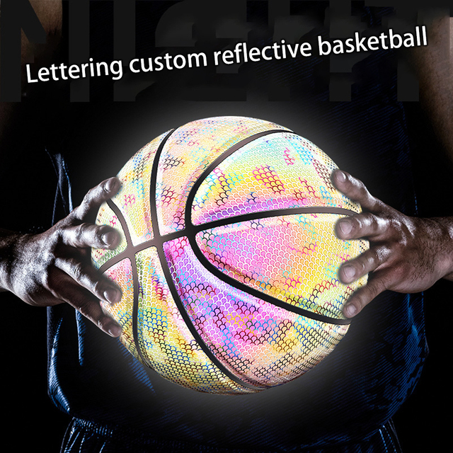Koszykarska piłka holograficzna odblaskowa PU, odporna na zużycie, nocne granie na ulicy, świecąca - Wianko - 9