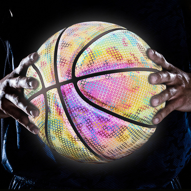 Koszykarska piłka holograficzna odblaskowa PU, odporna na zużycie, nocne granie na ulicy, świecąca - Wianko - 8