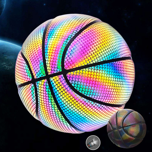 Koszykarska piłka holograficzna odblaskowa PU, odporna na zużycie, nocne granie na ulicy, świecąca - Wianko - 12