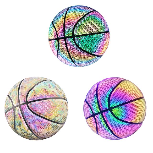 Koszykarska piłka holograficzna odblaskowa PU, odporna na zużycie, nocne granie na ulicy, świecąca - Wianko - 4