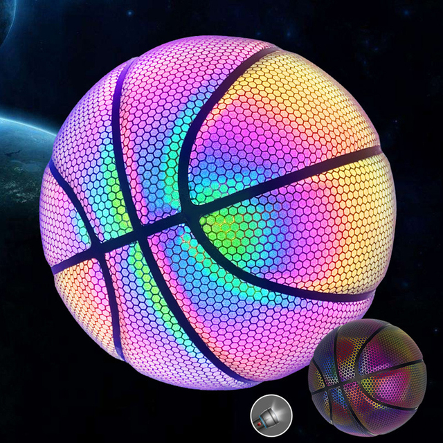 Koszykarska piłka holograficzna odblaskowa PU, odporna na zużycie, nocne granie na ulicy, świecąca - Wianko - 13