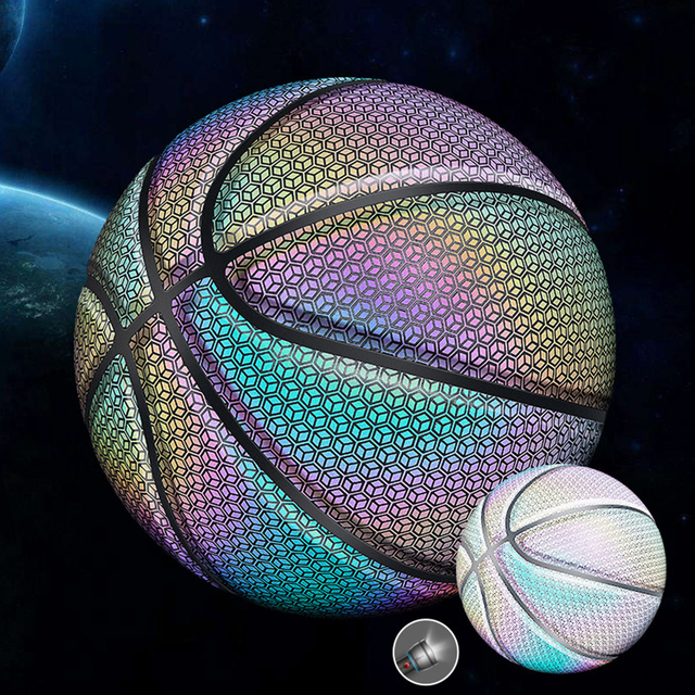 Koszykarska piłka holograficzna odblaskowa PU, odporna na zużycie, nocne granie na ulicy, świecąca - Wianko - 5