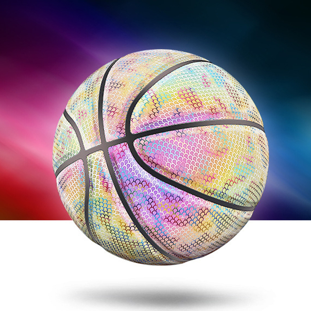 Koszykarska piłka holograficzna odblaskowa PU, odporna na zużycie, nocne granie na ulicy, świecąca - Wianko - 7